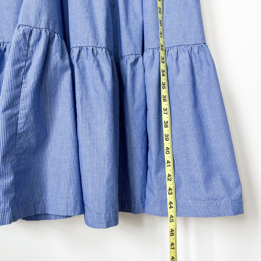 Abercrombie & Fitch Emerson Puff Sleeve Midi Dress Blue Pintstripe Womens Small - Picture 9 of 13